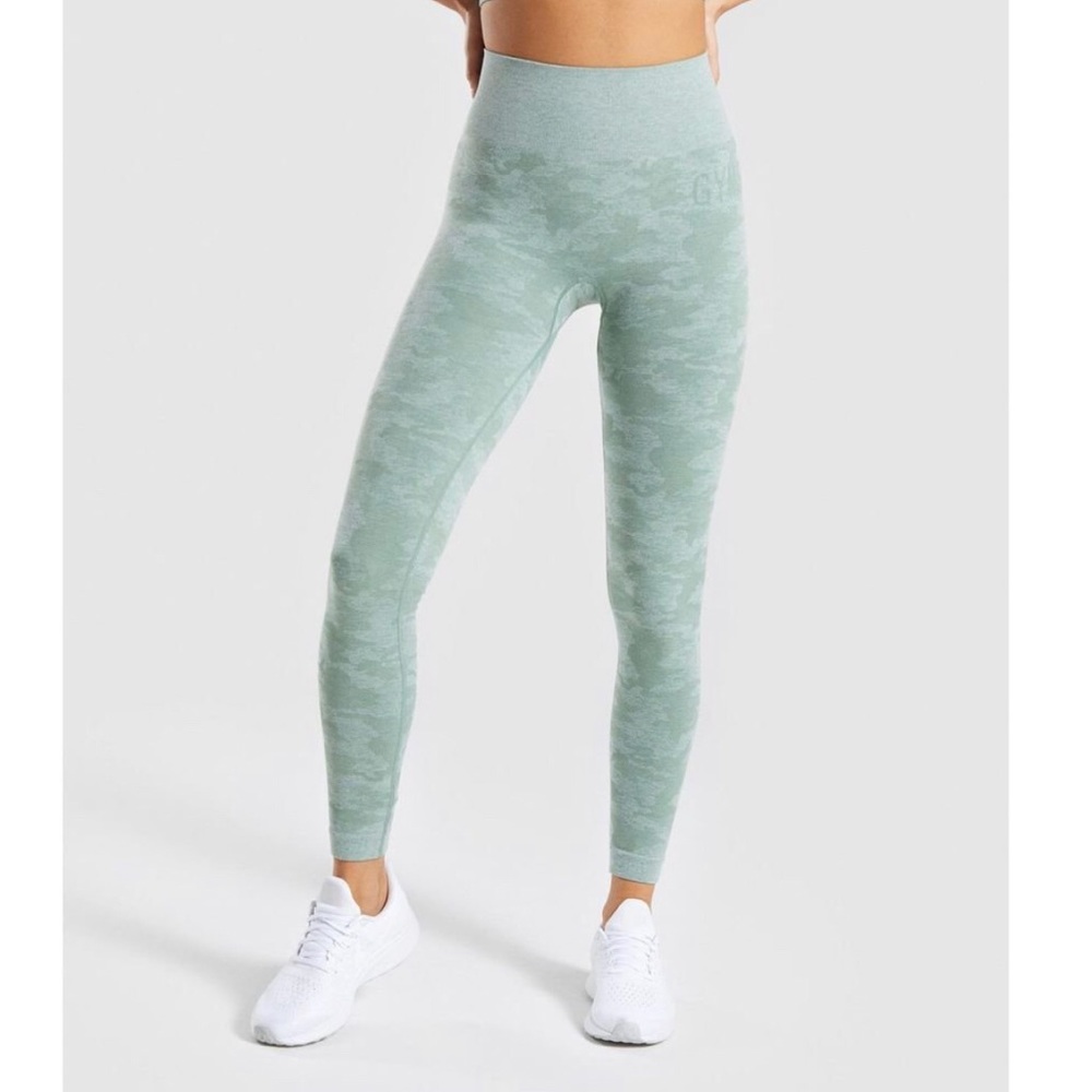 Gymshark sage green camo seamless leggings